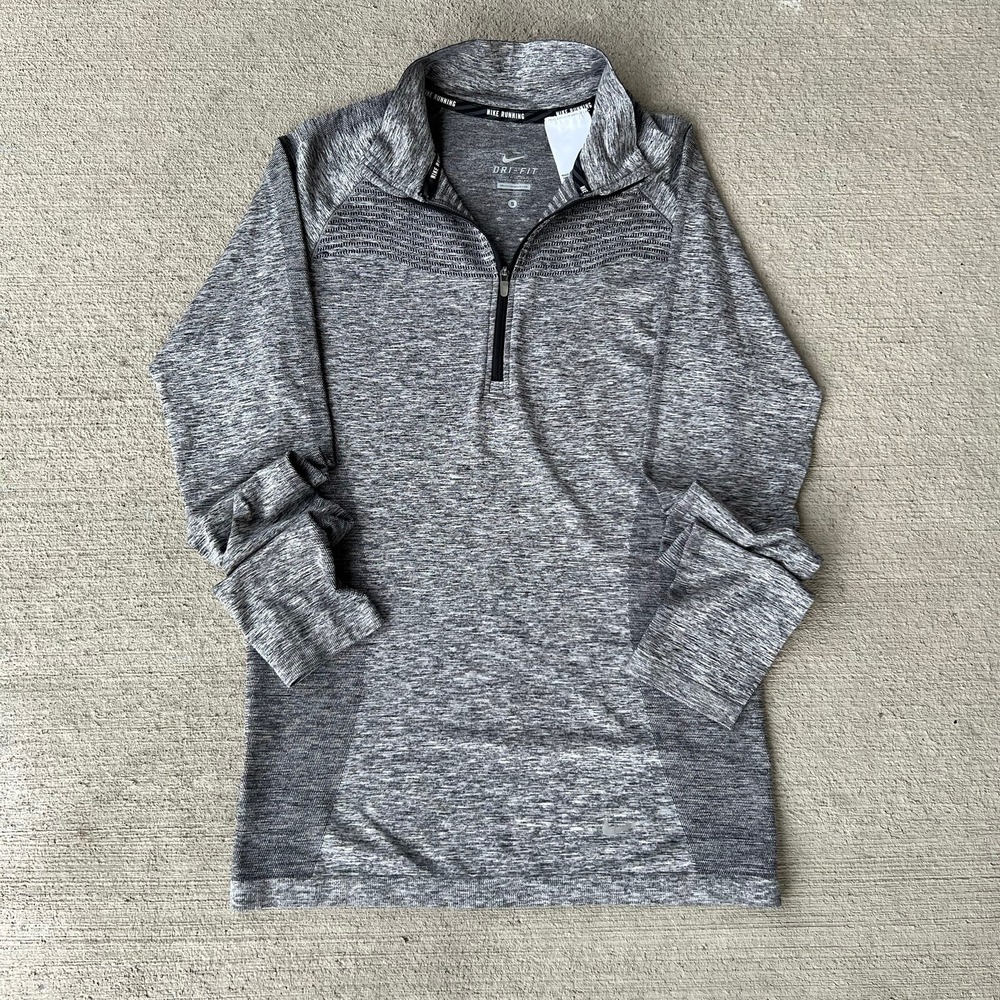 nike women's running performance long sleeve 1/4 zip pullover black size S
